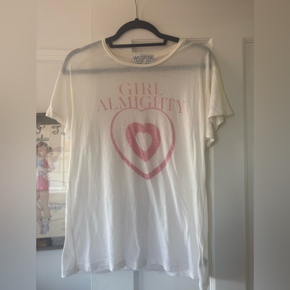 Wildfox Girl Almighty White Tee with Pink Heart
